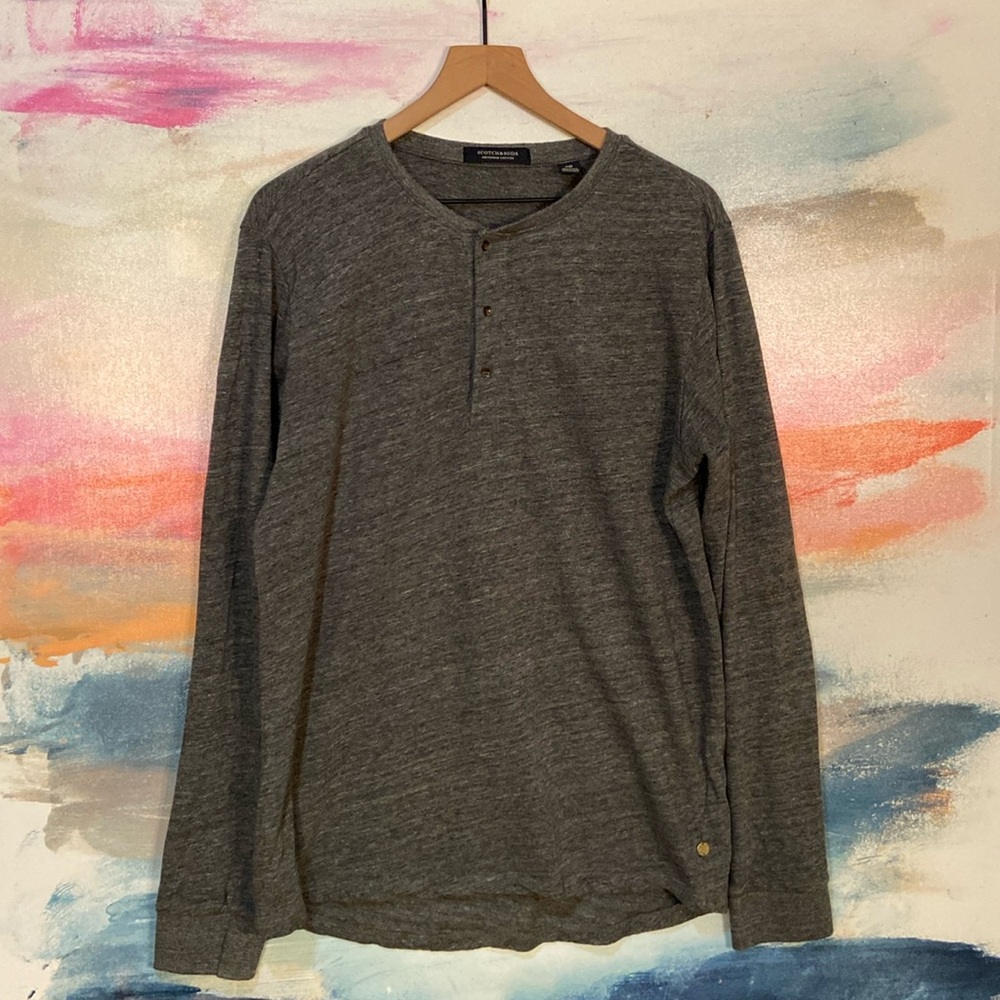 🔥EC🔥Scotch & Soda 100% Cotton 3 Button Henley Long Sleeve Shirt.